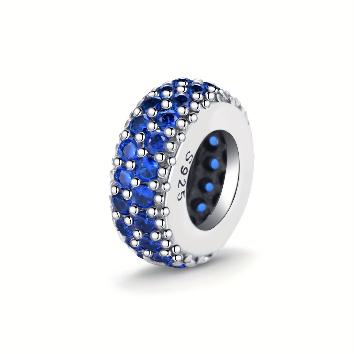 925 Silver Bead with Zirconia Inlay Jewelry for Female DIY